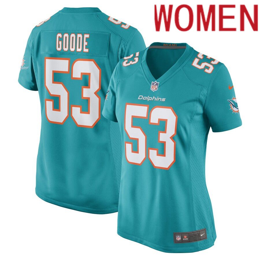 Women Miami Dolphins 53 Cameron Goode Nike Aqua Game Player NFL Jersey